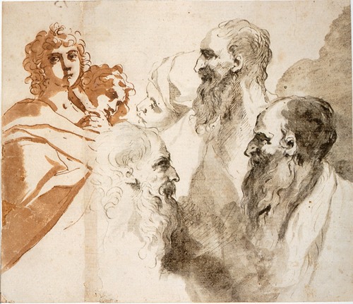 Sheet of Studies; Six Heads