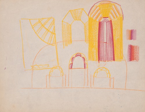 Design drawings for miscellaneous interiors, some possibly related to the Hotel St. George, New York, NY. Sketch for miscellaneous interior