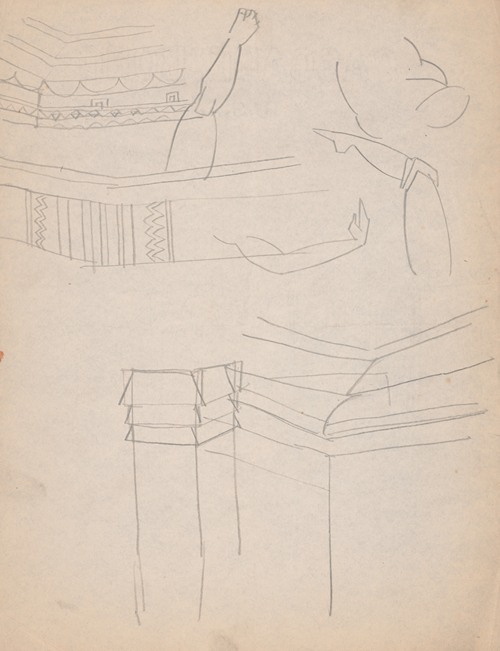 Design drawings for miscellaneous interiors, some possibly related to the Hotel St. George, New York, NY Sketch for miscellaneous interior