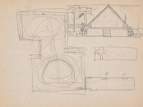 Design sketches for Hotel Alamac, 71st and Broadway, New York, NY. Details of Congo Room or ‘Africa Roof’