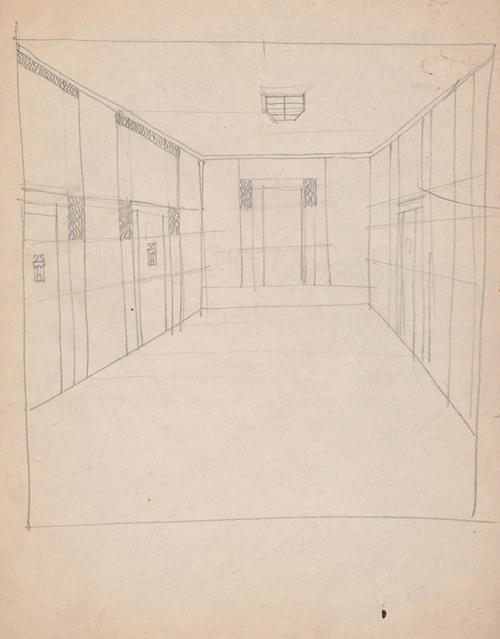 Design sketches for Hotel Alamac, 71st and Broadway, New York, NY. Plan of hallway