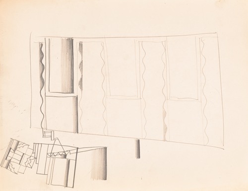 Interior design drawings for unidentified rooms. Sketch for unidentified interior