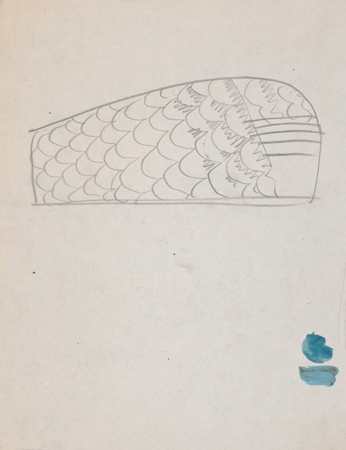 Suggested treatments of Auditorium for Theatre and Concert Hall, New York World’s Fair 1939. Sketch for unlettered scheme (fishscale pattern) (1938)