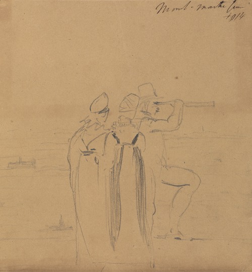 Study of a Man, Looking Through a Telescope, Accompanied by Two Women