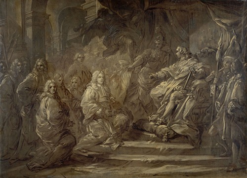 Louis XV recevant le corps de la Ville à l’occasion de la publication de la paix de 1739