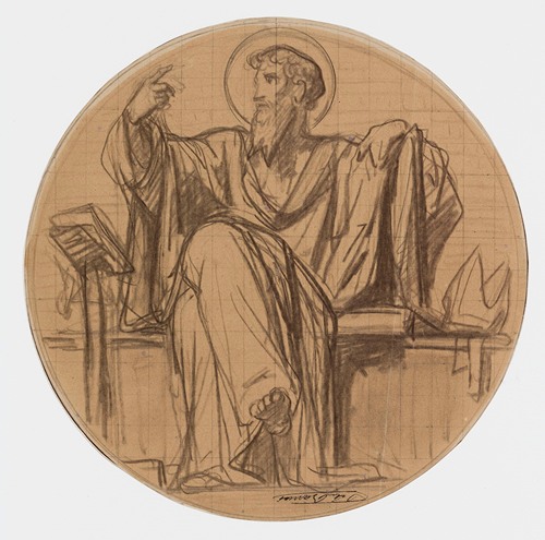 Dessin préparatoire pour les médaillons de l’église de la Trinité, 66 rue saint-Lazare, 9ème arrondissement.