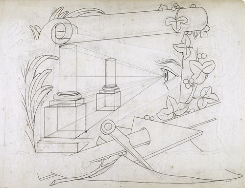 Composition relative à l’art de la perspective (dessin piqué pour le report)