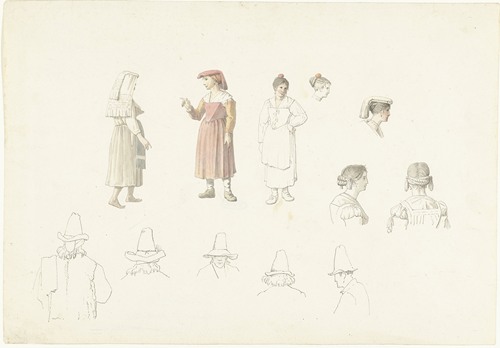 Studieblad met Italiaanse boeren en boerinnen