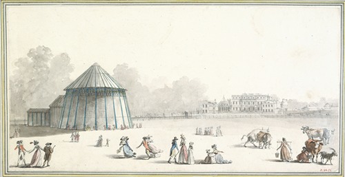 Vue du pavillon érigé dans Green Park afin de présenter le Siège de Gibraltar par John Singleton Copley