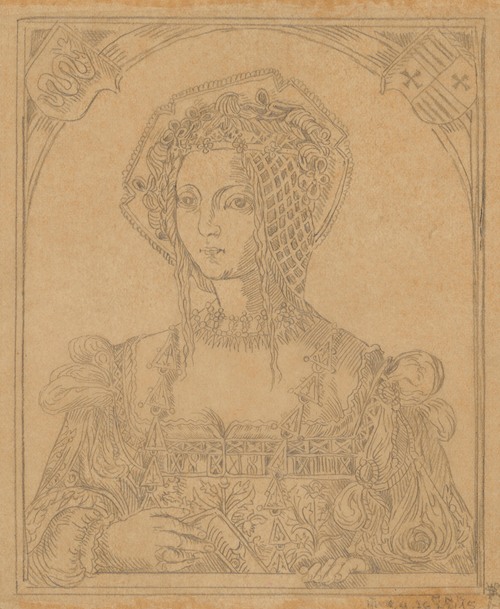Drawing of a 16th-century Portrait of Queen Bona Sforza (1494–1557)