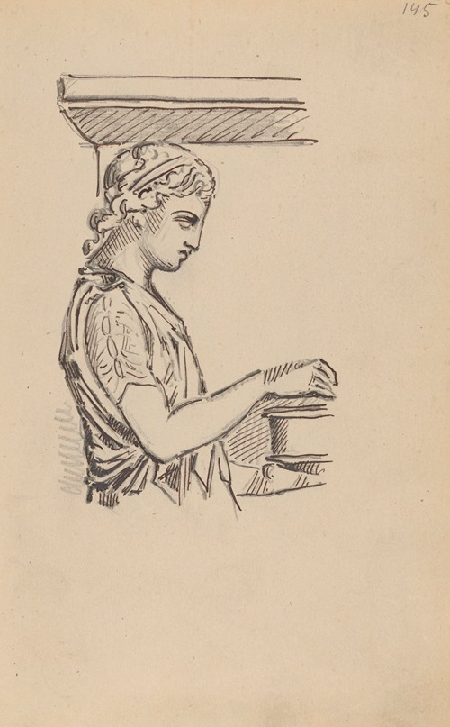 Drawing of Classical Bas-Relief; Portrait of a Young Woman
