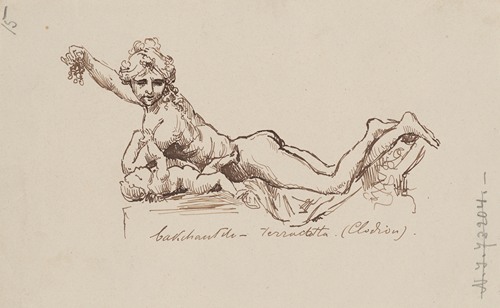 Drawing of the ‘The Bacchae’ sculpture by Claude Michel Clodion (1738-1814)