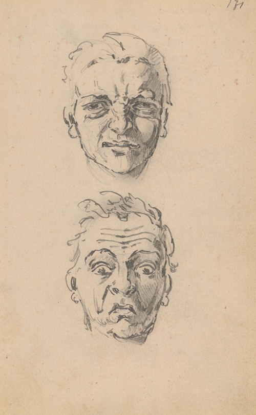 Studies of a man’s head with different face expressions