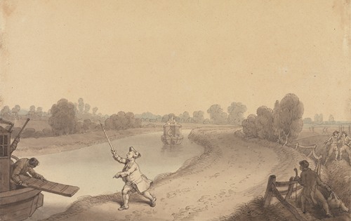 Paddington Canal; The Junction at Wormwood Scrubbs, with a Passenger Hailing the Uxbridge Passage Boat