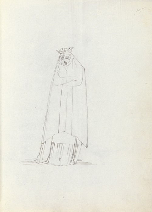 Mrs. Siddons frontal full body with head looking down, with arms folded