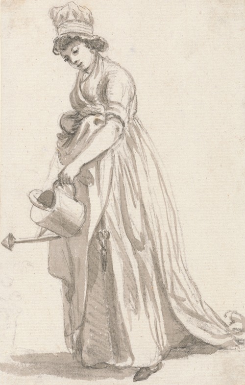 A Girl with a Watering Can facing left; Sarah Hough, Mrs. T.P. Sandby’s Nursery Maid