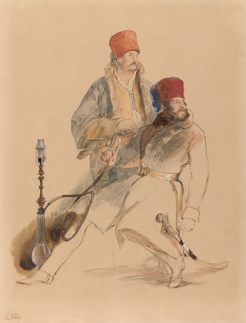 Captain Leigh and His Dragoman (1840)