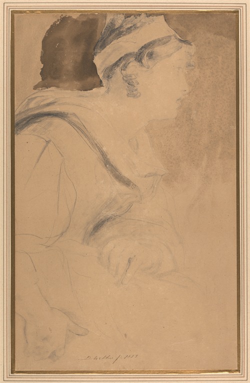 Study of a Girl for ‘Mary, Queen of Scots, Escaping from Loch Leven Castle’