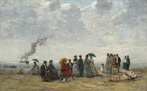 Princess Pauline Metternich on the Beach by Eugène Boudin - Artvee