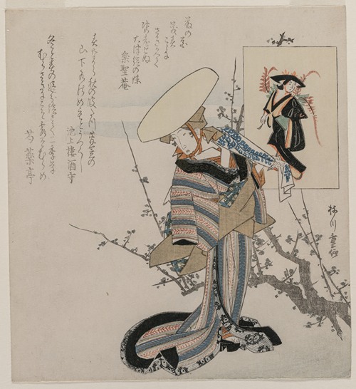 Woman by a Plum Tree Matched with the Wisteria Maiden (from a series of women compared to figures from Otsu paintings)