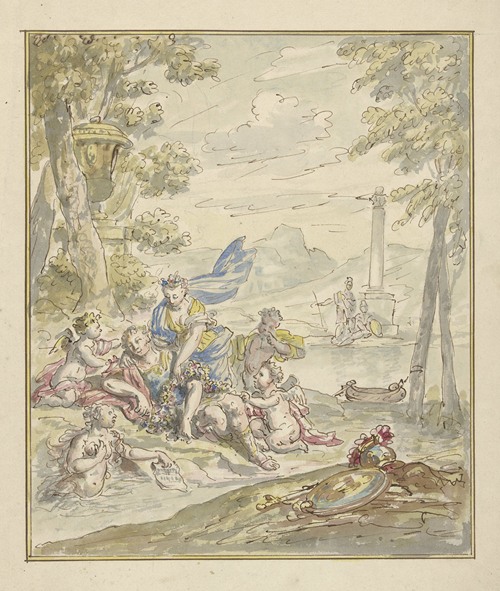 Ontwerp voor een kamerbeschildering met Armida en Rinaldo
