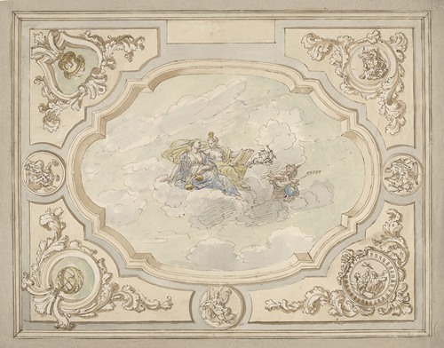 Ontwerp voor een plafondschildering met allegorie op de Waarheid en Gerechtigheid
