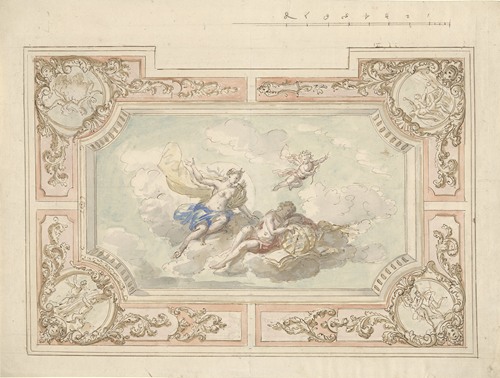 Ontwerp voor een plafondschildering met Diana en Endymion
