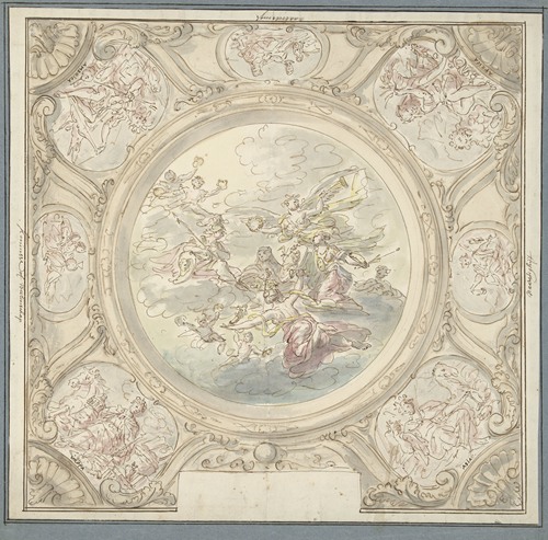Ontwerp voor een plafondschildering met een allegorie met Minerva