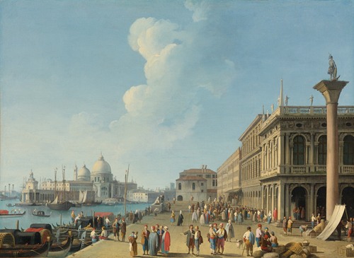 Venice A View From The Piazzetta, Looking West Towards The Dogana And Santa Maria Della Salute, With The Zecca, Biblioteca Sansoviniana And Column Of St. Theodore