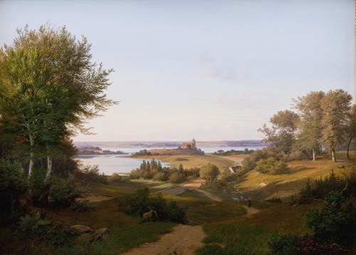 View of the Hill at Skanderborg Castle, Jutland, and the Memorial to frederik VI