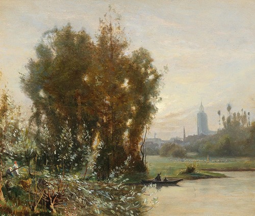 River Landscape With A City In The Background