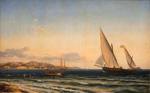 Aften ved Middelhavet. I baggrunden Marseille og øen If (1854)