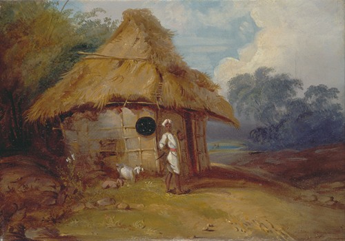View in Southern India, with a Warrior Outside his Hut (ca. 1815)