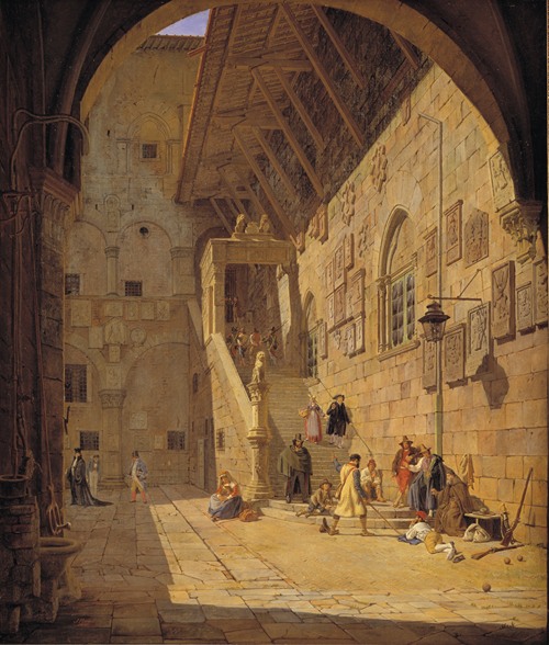 The Courtyard of the Palazzo del Bargello. Florence (1842)