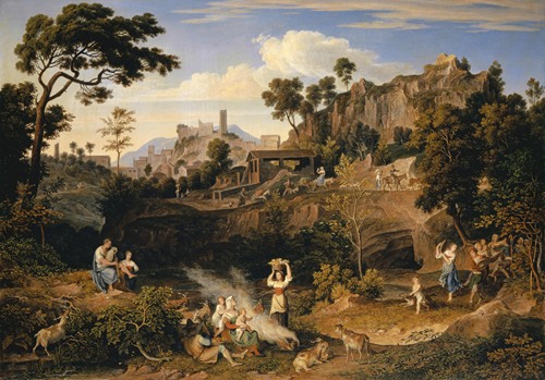 Landscape near Olevano with a Parade of Dancing Peasants (1823-1824)