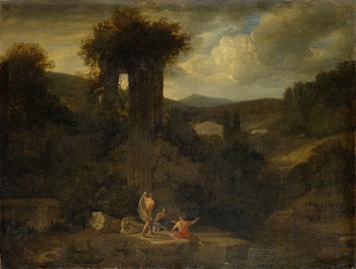 Landscape with the Remains of a Temple and Fischermen and River