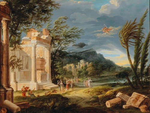 Stormy Landscape with figures and Hermes (18th Century)