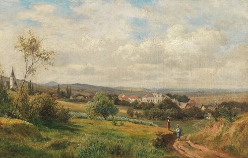 A Scene in Tulbing with Tulbing Castle (formerly Mönchshof Seitenstetten Abbey)