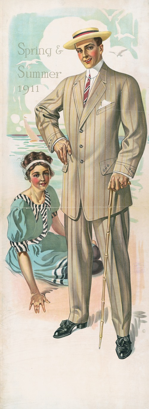 Man standing and woman seated on the beach