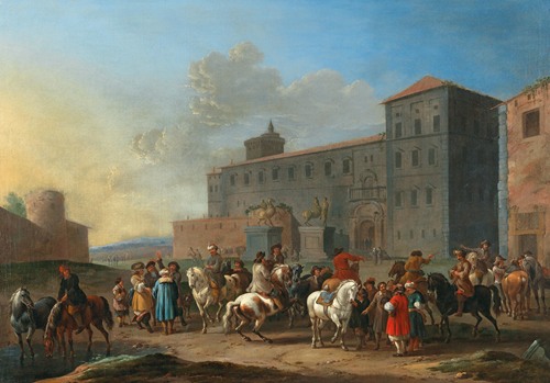 A horse market at the Piazza del Quirinale, Rome