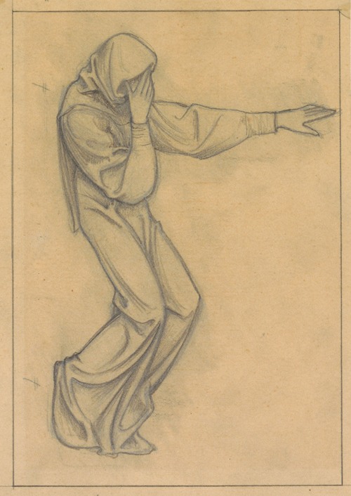 Ontwerp voor wandschildering in de Beurs van Berlage; staande figuur, wijzend naar rechts
