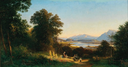 View of Salzburg as seen from Bergheim near Plein