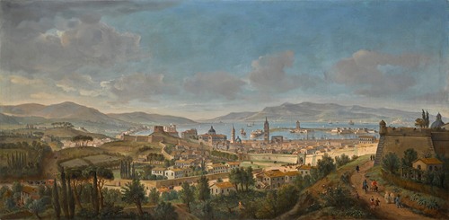 Messina, A Panoramic View Of The City Towards The Sea From The Colle Del Tirone