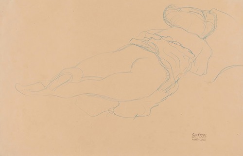 Auf dem Bauch liegender Halbakt nach rechts (Semi-Nude Lying on her Stomach turned to the Right)