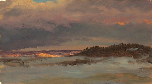Winter Landscape with Blue Hill at Sunset, Hudson, New York (1870-75)