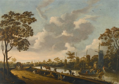 A Landscape With A Barge Being Towed Along A Canal (1683)