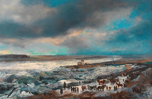Alexander Bensa (Artist), Der Donaueisstoß im Jänner 1880 mit dem Sperrschiff