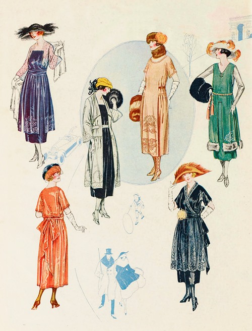 Paris suggest flying panel, long-bodied redingote and soft tunic (1921)
