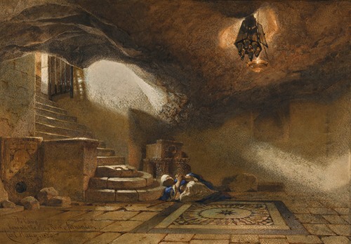 The cave beneath the Holy rock, Jerusalem (1859)