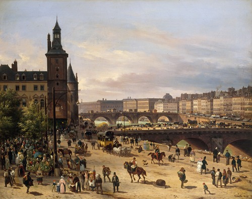 Le marché aux fleurs, la Tour de l’Horloge, le Pont au Change et le Pont-Neuf